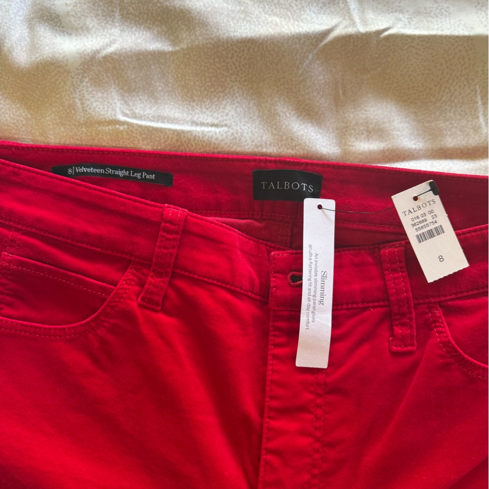 Talbots Cherry Red Velvet Trousers 2024 style